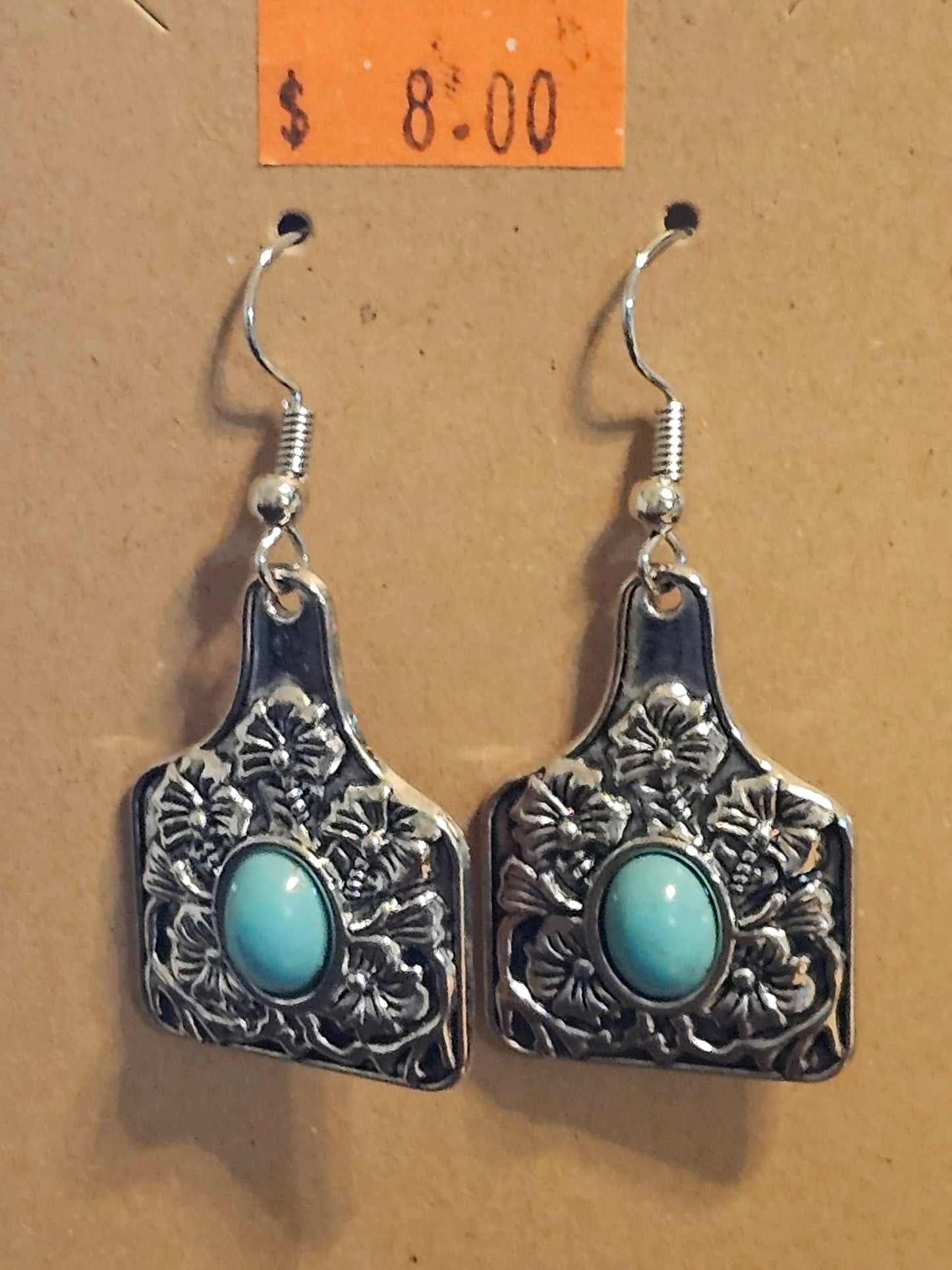 Silver and Turquoise Ear tags