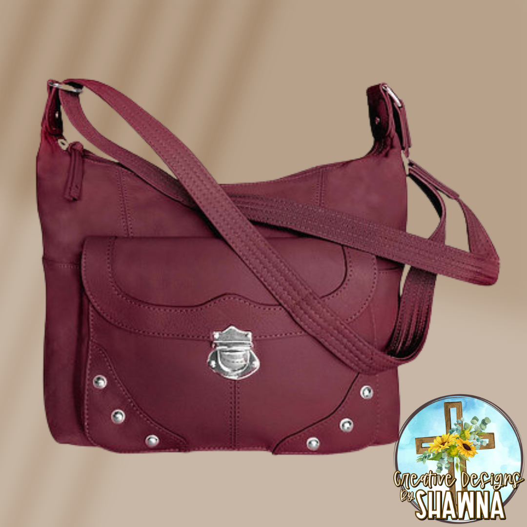 Studded Leather Carry Crossbody Purse