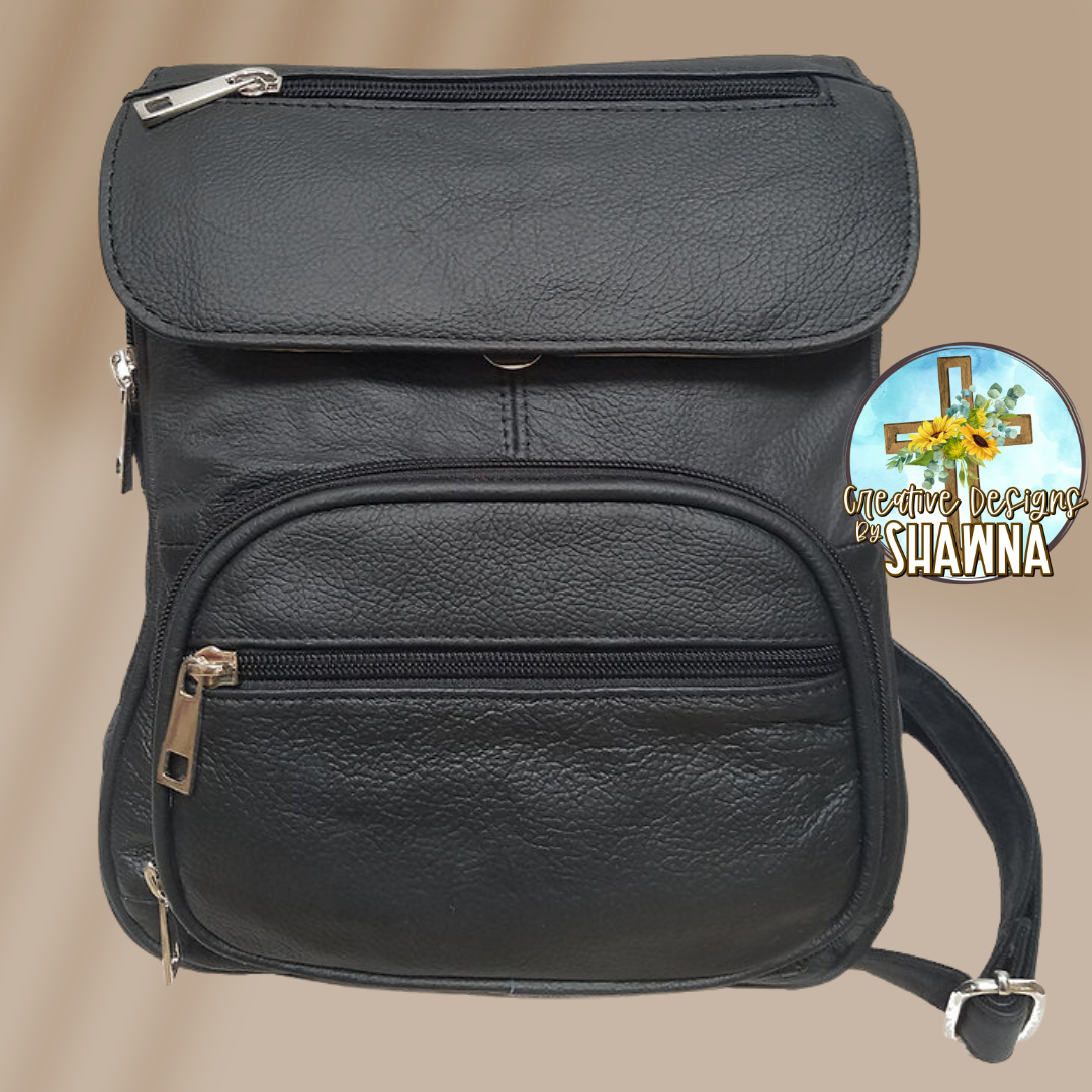 Compact Leather Carry Backpack Purse