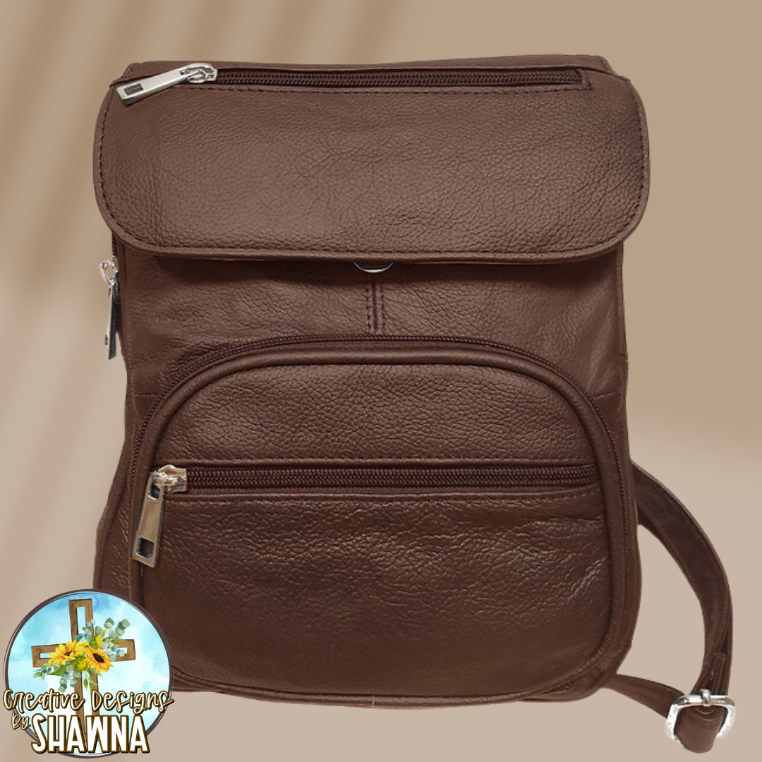 Compact Leather Carry Backpack Purse