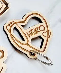 Wood Hero Nurse Keychain