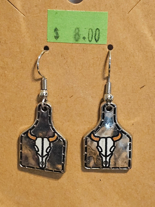 Silver Ear Tags w/Skull