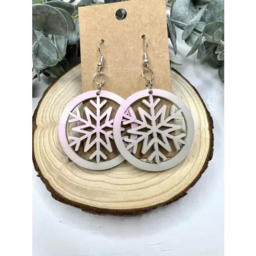Pink Pearl Snowflake Acrylic Earrings