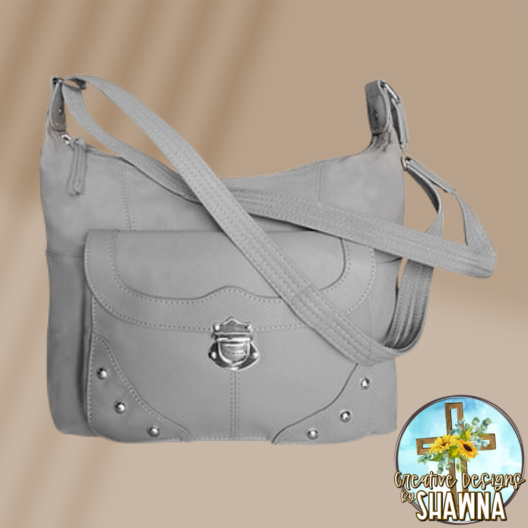 Studded Leather Carry Crossbody Purse