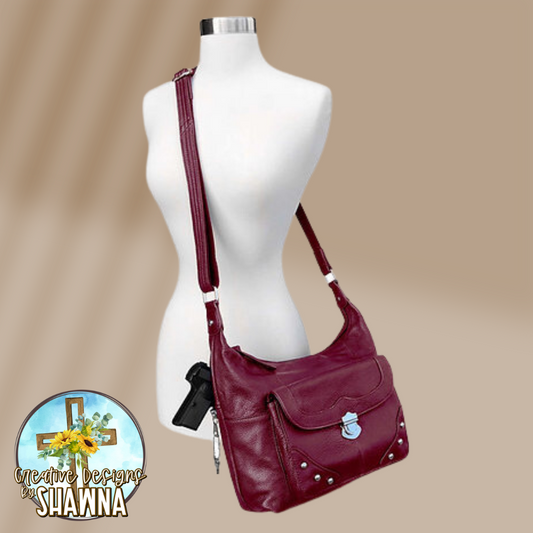 Studded Leather Carry Crossbody Purse